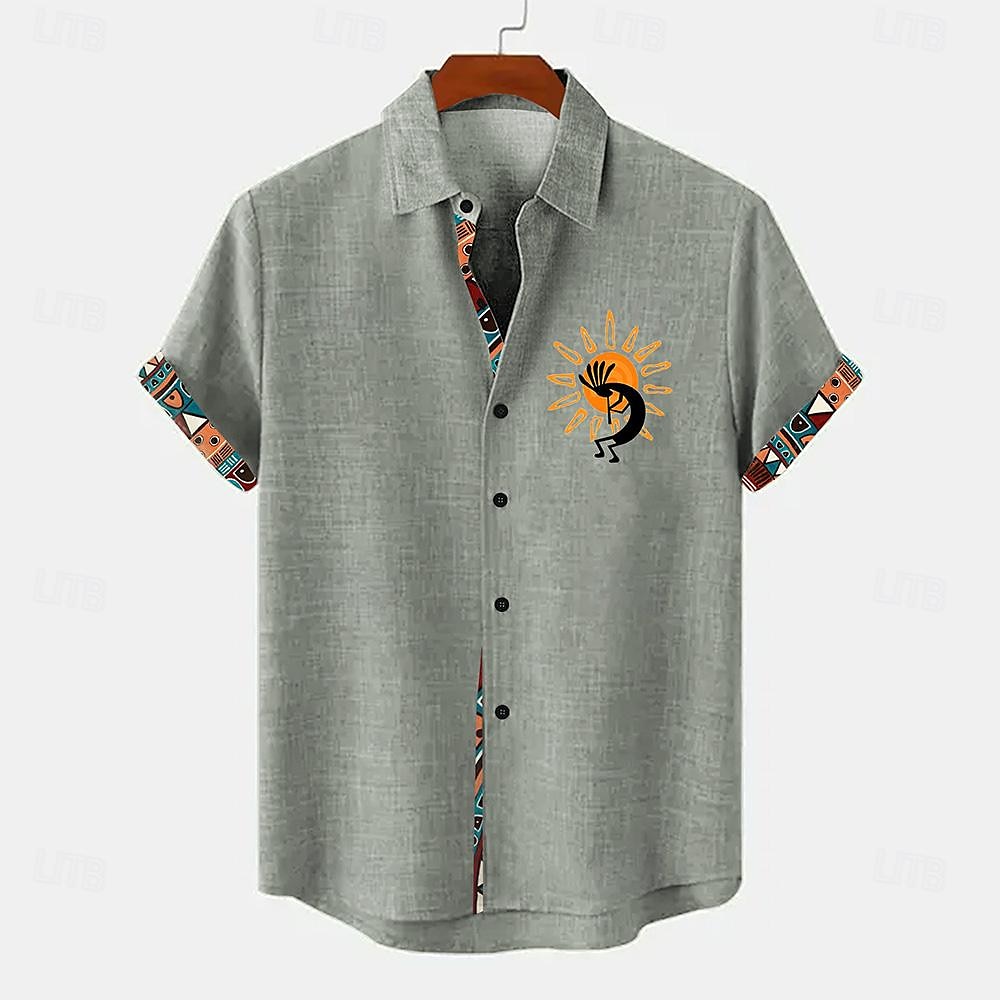 Per uomo Camicia Camicia di lino Camicia hawaiana estiva Camicie retrò Camicia vintage Camicia etnica Quotidiano Verde chiaro Blu Azzurro cielo Marrone Manica Corta Collo ripiegato Estate Primavera del 2025 a $25.99 –P1