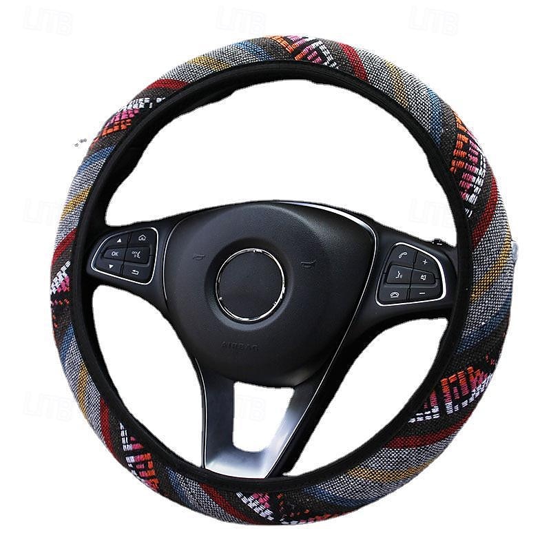 Fyautoper nova capa de volante de carro étnica de linho sem anel interno capa de alça elástica de 2025 por $14.99 –P1