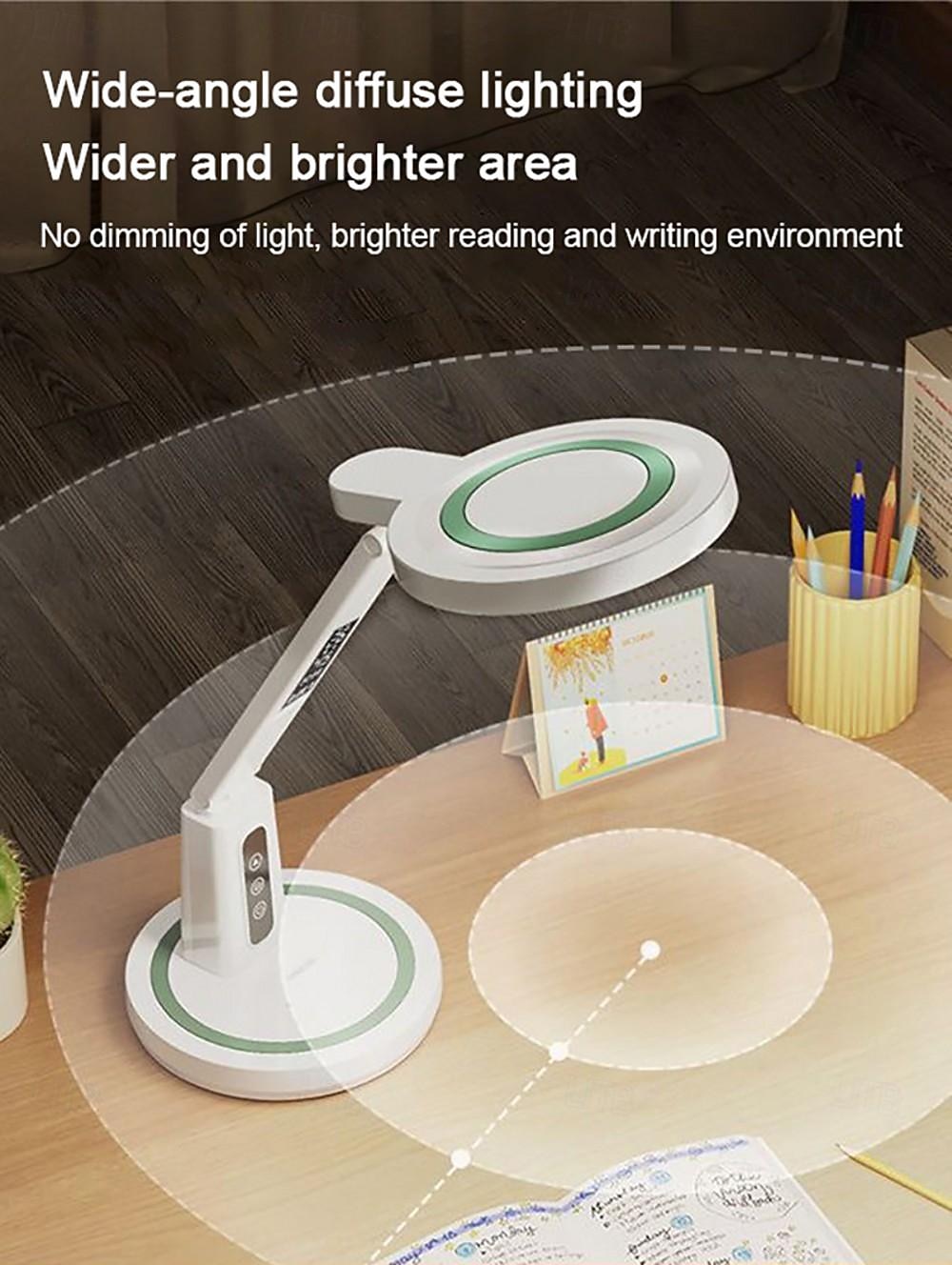 LED Desk Lamp Clock Table Lamp, USB Chargeable Dimmable Desk Lamp Plug-in LED Light Foldable Eye Protection Reading Night Light Dimmable Study table Lamp for Home Study Reading Night Light 2025 - $37.99 –P6