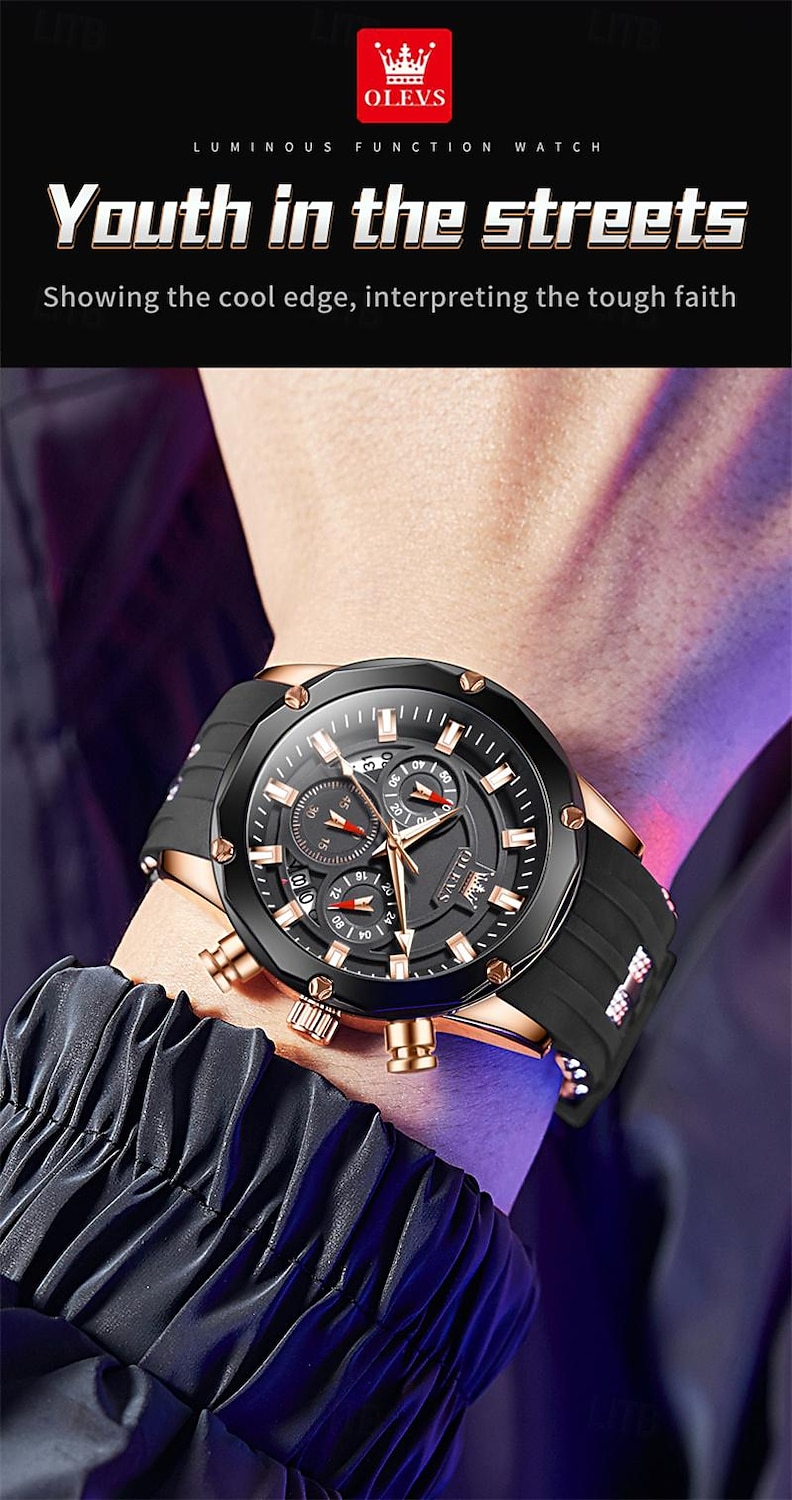 New Olevs Brand Men'S Business Watch Luminous Chronograph 24-Hour Indication Fashion Trend Multifunction Quartz Watch Waterproof Leisure Sports Men'S Wristwatch 2025 - $34.99 –P15