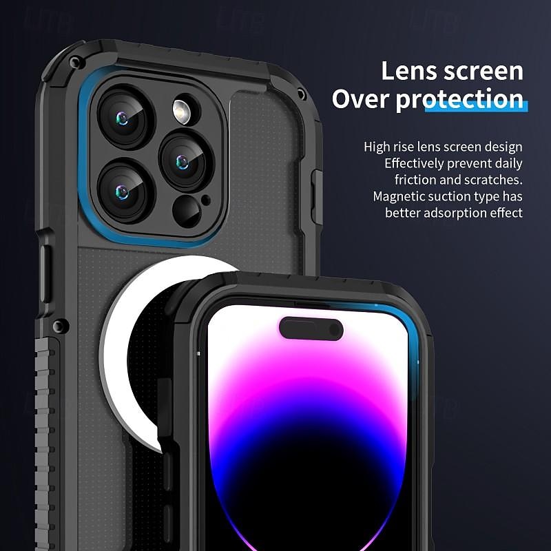 2025年 電話 ケース 用途 iPhone 16 15 14 Pro Max Plus 15 14 Pro Max バックカバー 磁気吸着ケース 半透明 ワイヤレス充電をサポート 耐衝撃 PC メタル シリコーン  コレクション – $27.99 –P7