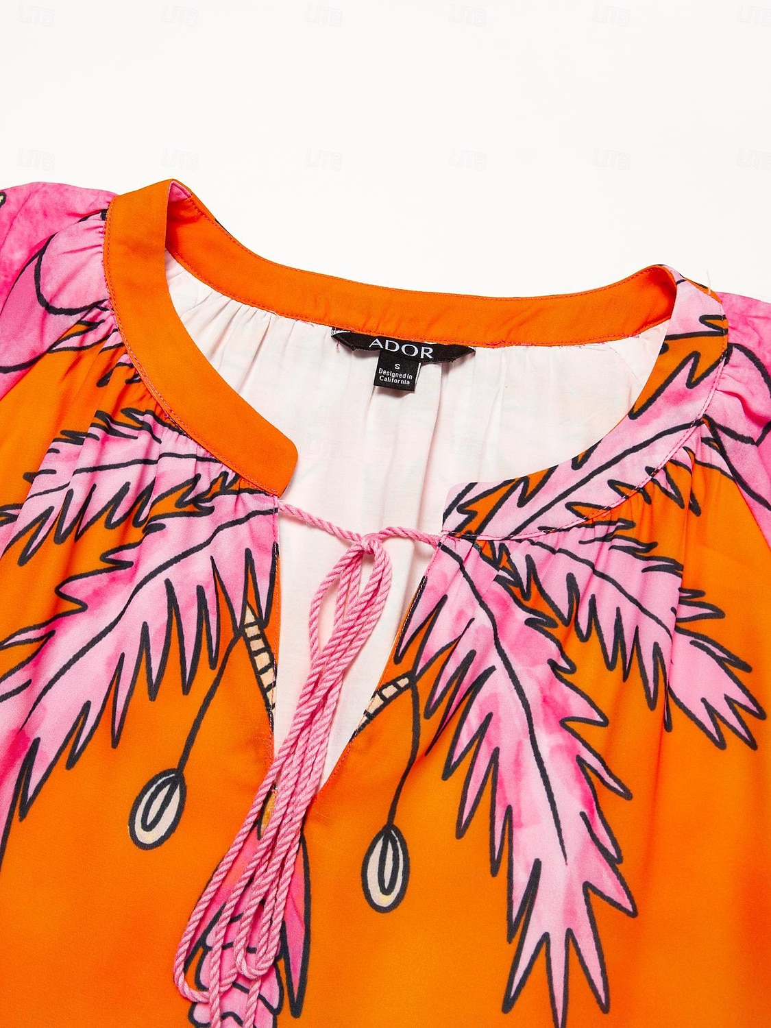 Dam Hem Maxi Maxiklänning Orange Halvlång ärm Växter Stringtrosa Sommar V-hals Klänningar Semester XS S M 2025 - $108.99 –P12