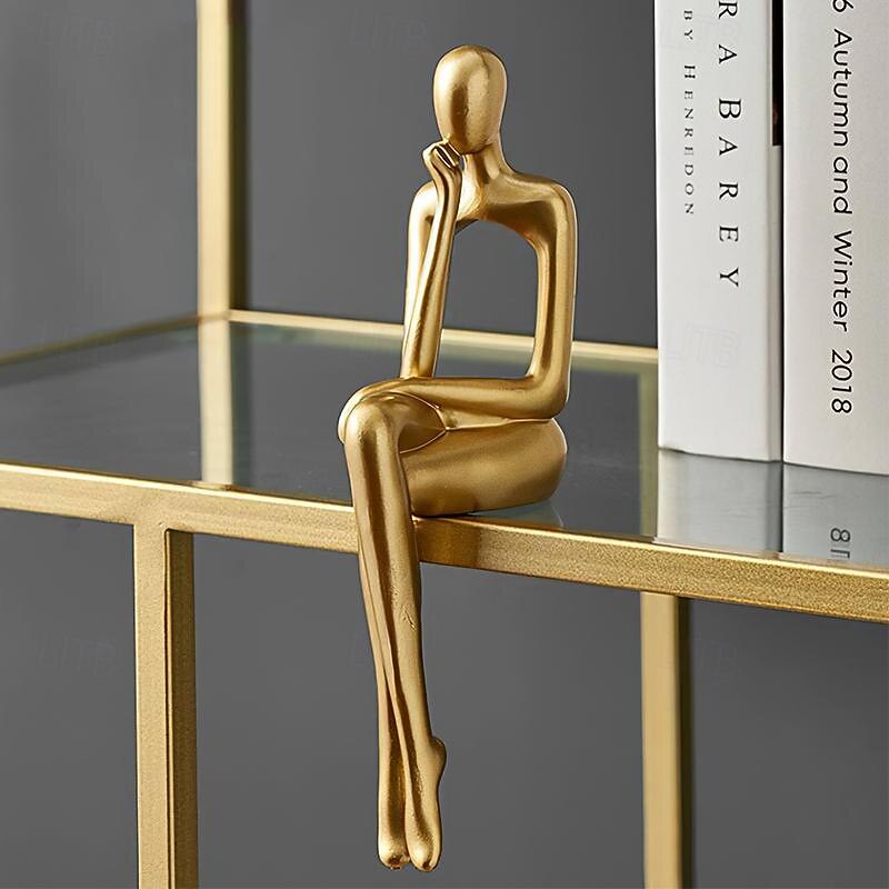 Золотая статуя, украшения для дома для гостиной, декор полки, современный декор книжной полки, статуэтки, настольная скульптура, декор стола 2025 - $18.99 –P8