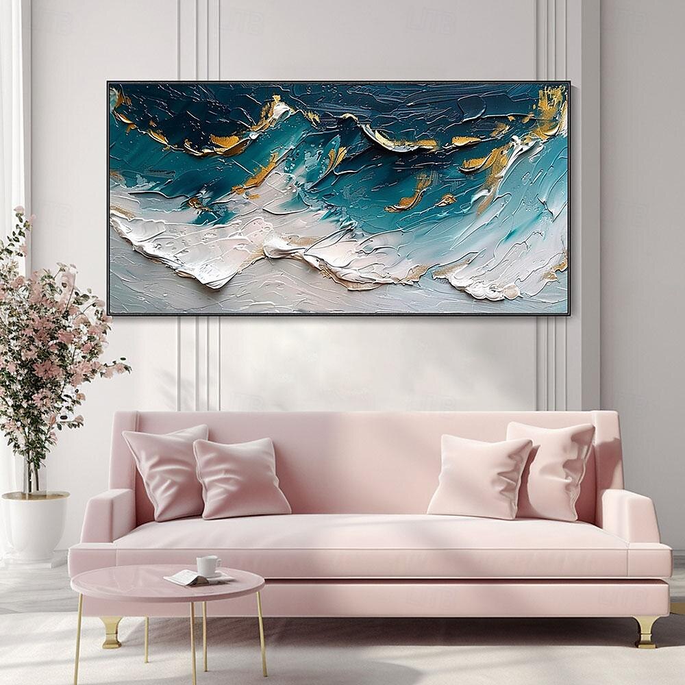 3D abstrakte Ozean Landschaft Leinwand Ölgemälde Strand dynamische Welle handgemalt Wand Kunst Tinte dicke Textur Messer Malerei Büro Dekor Geschenk ungerahmt 2025 - $116.99 –P2