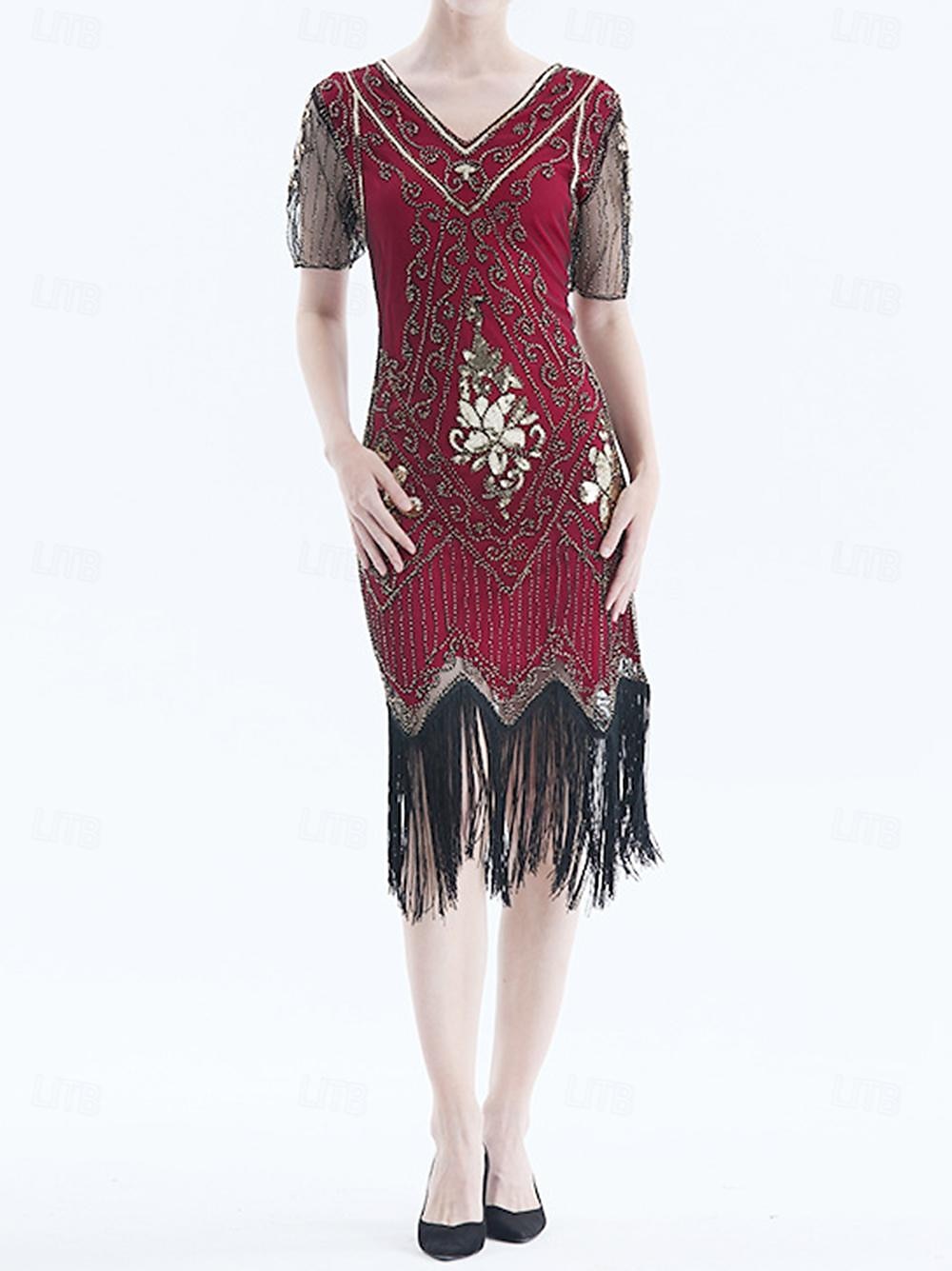 Roaring 20s 1920s Cocktail Dress Flapper Dress Dress Prom Dress The Great Gatsby Charleston Sequins Tassel Fringe Women's Halloween Carnival Masquerade Carnival Wedding Wedding Guest Adults' Dress 2025 - $43.99 –P3