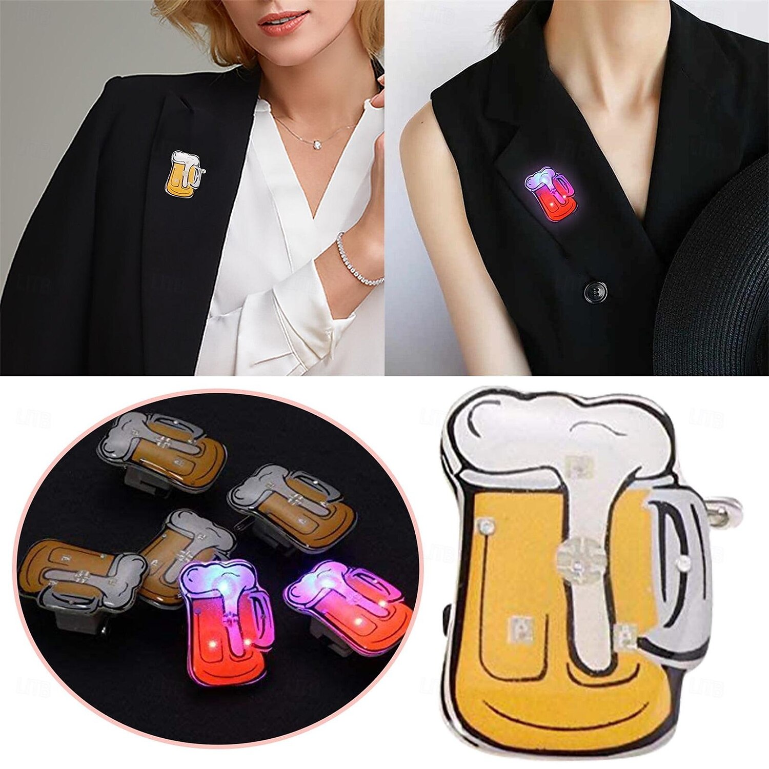 Oktoberfest Series Flash Brooch Mug Flash Name Tag Oktoberfest Decoration Small Gift 2025 - $16.49 –P2