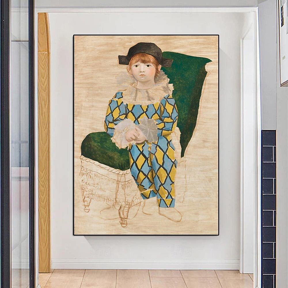 dipinto a olio fatto a mano di pablo picasso dipinto a mano verticale astratto persone classico moderno cornice di pablo picasso paul vestito da arlecchino pittura a olio del 1924 del 2025 a $178.99 –P3