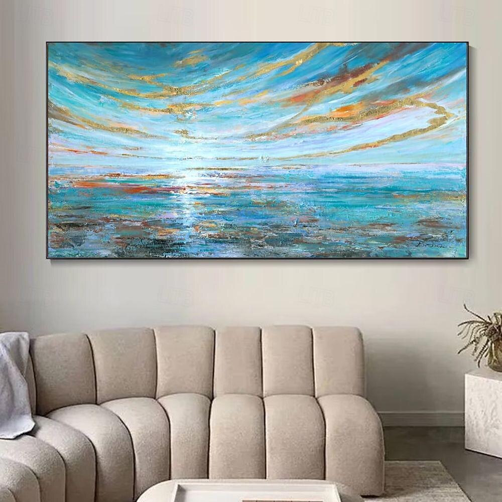 dipinto a olio fatto a mano su tela decorazione della parete di arte struttura moderna tramonto spiaggia paesaggio astratto per soggiorno decorazioni per la casa arrotolato senza cornice pittura non del 2026 a $80.99 –P2