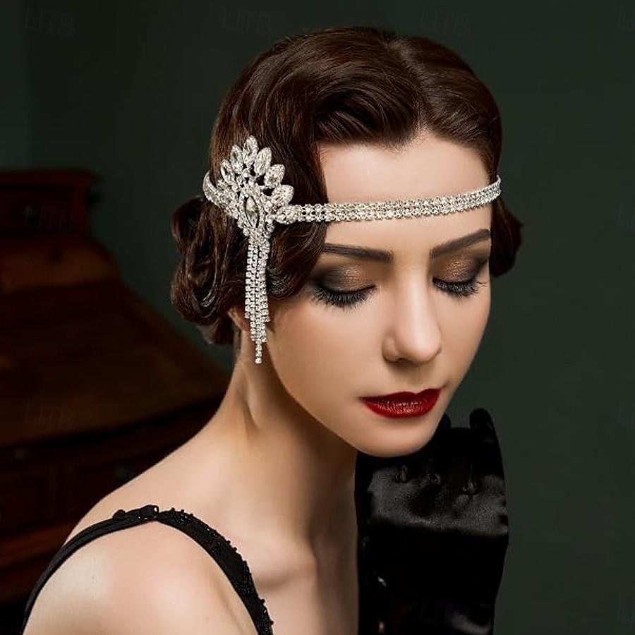 Fejfedők Flapper fejpánt Retró Strassz Ötvözet Kompatibilitás A nagy Gatsby Jelmez Farsang Női Jelmez ékszerek Divatékszer 2025 - $17.99 –P3