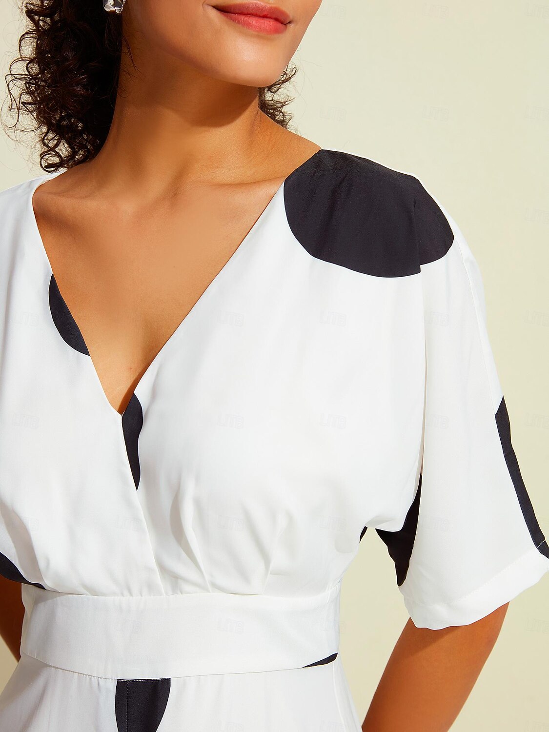Femmes Ourlet Maxi Maxi en Satin Robe maxi Blanche Demi Manches À pois Dos attaché Poche cachée à la taille Été Printemps & Automne Col en V Décontracté Quotidien S M L de 2025 ? $141.99 –P7