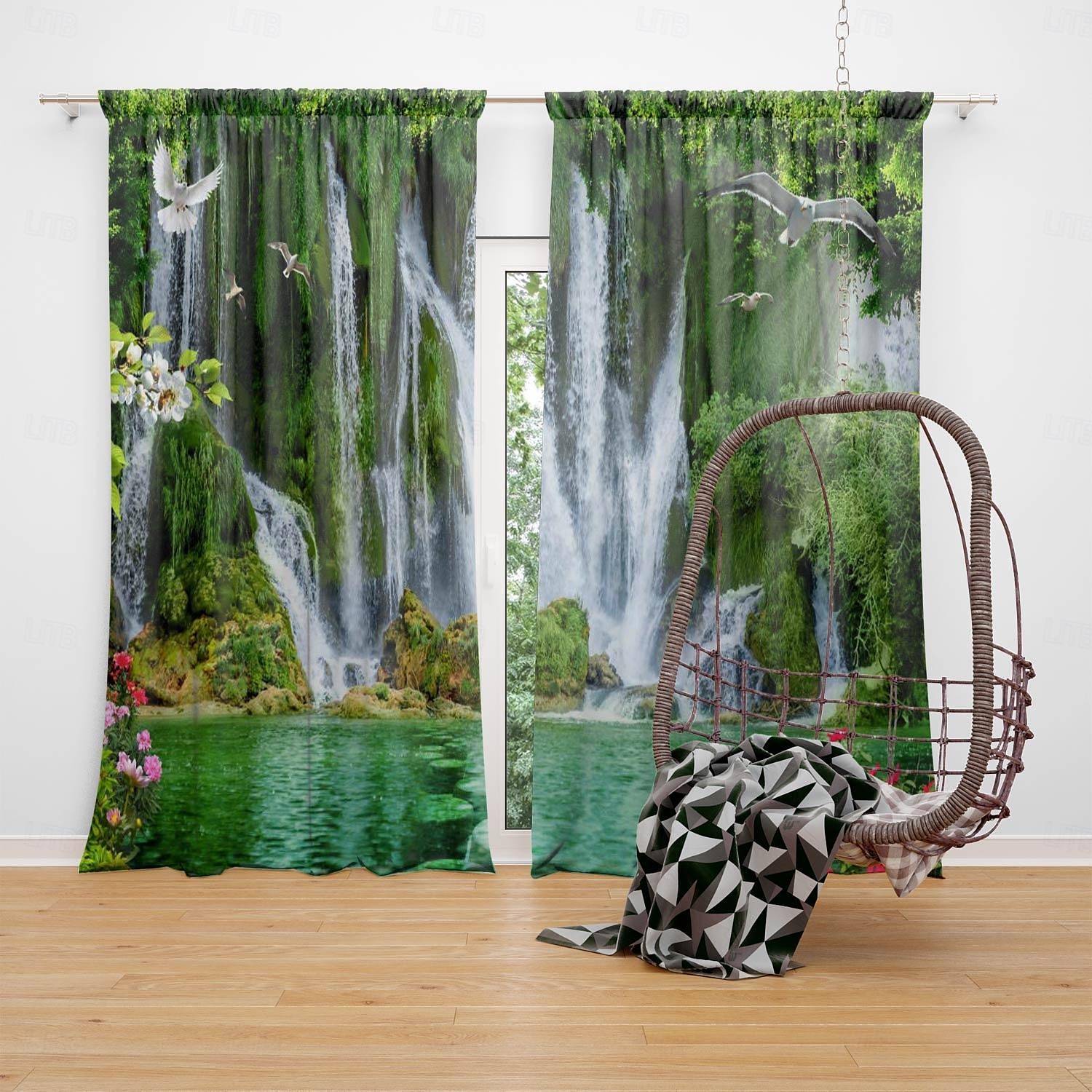 2 paneler natur skog gardin draperier mörkläggningsgardin för vardagsrum sovrum kök fönster behandlingar värmeisolerat rum mörkläggning 2025 - $30.99 –P5