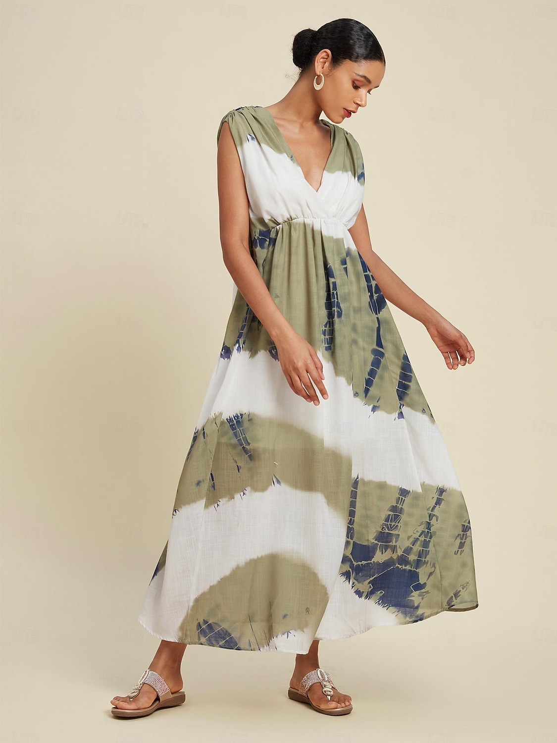 Per donna Abito Elegante Abito Lungo Maxi Abito Verde Senza Maniche Sfumatura Stampa Estate Scollo a V Vacanza Casual Quotidiano S M L del 2026 a $125.99 –P4