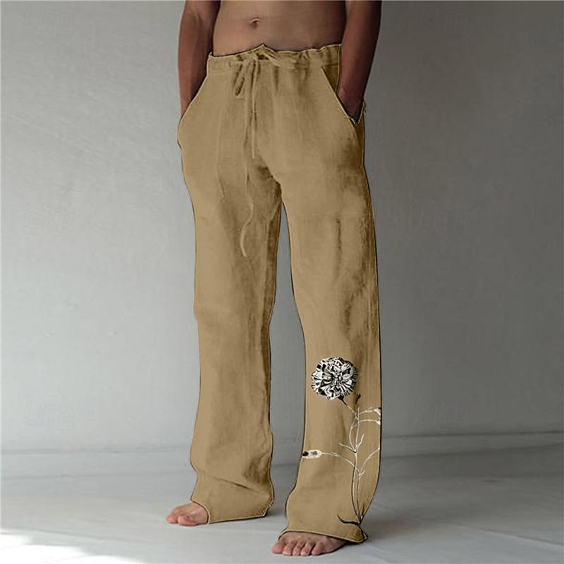 Men's Graphic Graphic Prints Trousers Summer Pants Beach Pants Mid Waist Fashion Streetwear Designer Casual Daily For Vacation Elastic Drawstring Design Front Pocket Straight Leg Spring &  Fall 3D 2025 - $25.99 –P1