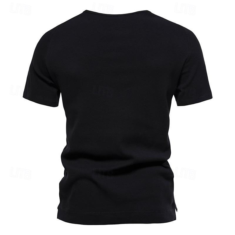 Pánské Tričko s knoflíkem Tričko Tričko Henley Trička Krátký rukáv Henley Jaro léto Bez vzoru Pit Strip Módní Designové Základní Dovolená ulice Jdeme ven Černá Bílá Námořnická modř Top tričko pro muže 2025 - $20.99 –P6