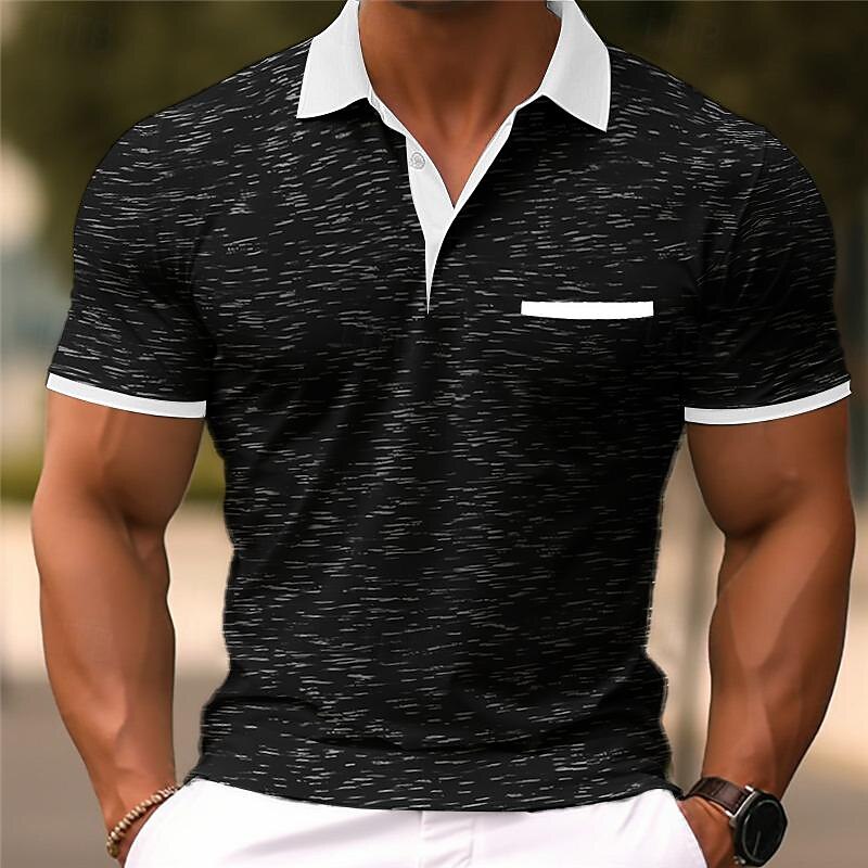 Pánské Sportovní Polo Golfová košile Sport Klopa Krátký rukáv Módní Základní Barevné bloky Slátanina Léto Běžný Černá Rubínově červená Námořnická modř Světle šedá Sportovní Polo 2025 - $17.99 –P4