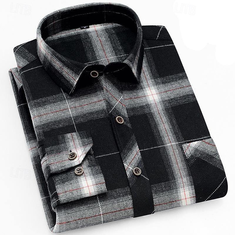 Men's Shirt Flannel Shirt Plaid Shirt Button Up Shirt Overshirt Plaid / Check Outdoor Daily Wear Blue Black Red Gray Long Sleeve Lapel Spring &  Fall Clothing Apparel 2026 - $27.99 –P4