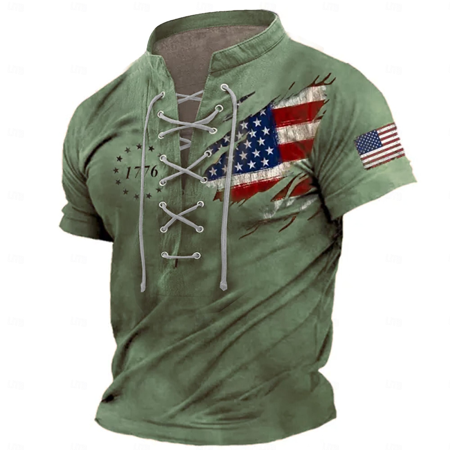4 luglio 2026 250° Giorno della Memoria Maglietta a Maniche Corte Patriottica Patriot Uomo Stampa 3D Bandiera Statunitense Veterano Lacci Casual Outdoor Sport del 2026 a $22.99 –P4