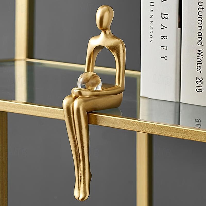 Золотая статуя, украшения для дома для гостиной, декор полки, современный декор книжной полки, статуэтки, настольная скульптура, декор стола 2025 - $18.99 –P1