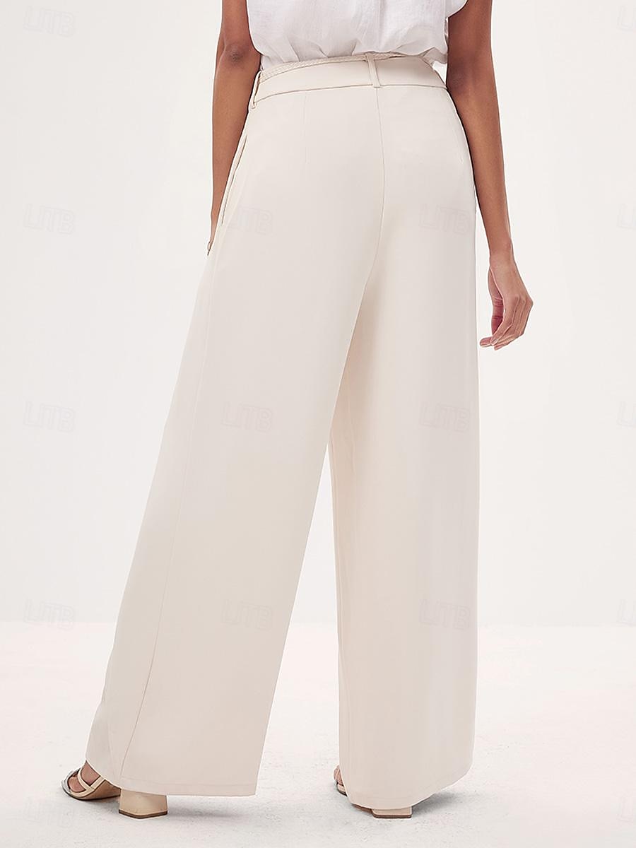 Women's Culottes Wide Leg Asymmetric Belted Full Length Beige Summer 2025 - $49.99 –P2