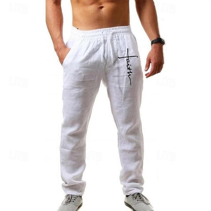 Pánské Letní kalhoty Elastický pas Písmeno Grafické tisky Pohodlné Plná délka Venkovní Streetwear prázdniny Havajské Černá Bílá Lehce elastické 2025 - $25.99 –P7