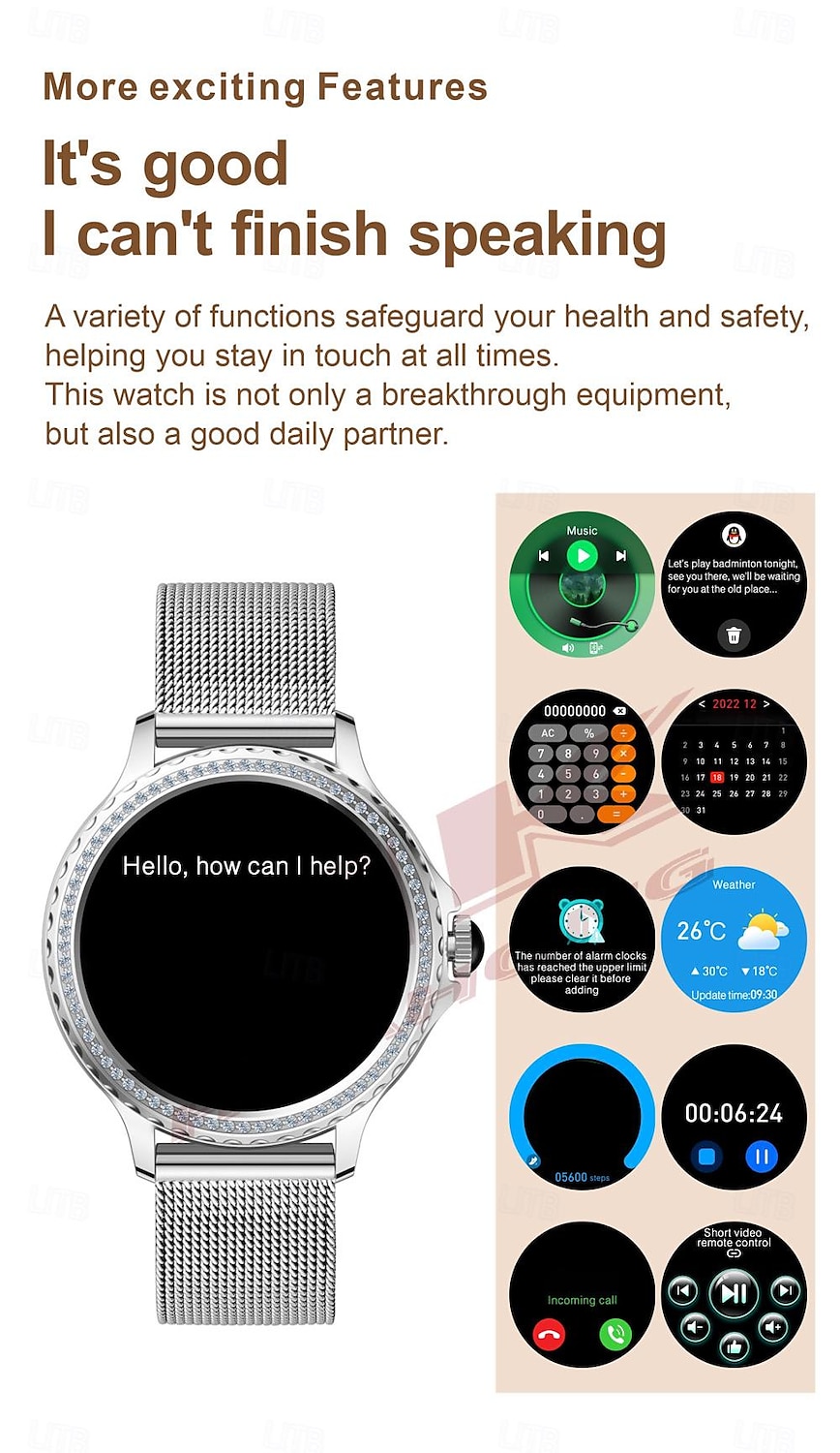 696 HK27 Smart Watch 1.3 inch Smart Band Fitness Bracelet Bluetooth Pedometer Call Reminder Sleep Tracker Compatible with Android iOS Women Hands-Free Calls Message Reminder IP 67 42mm Watch Case 2025 - $51.99 –P4