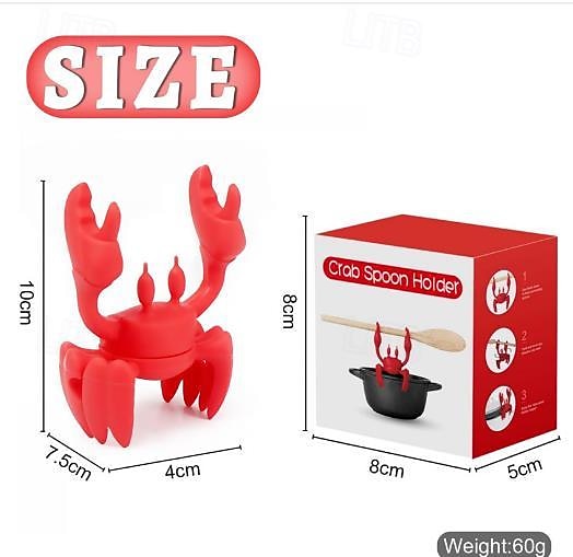 Repose-ustensiles en silicone en forme de crabe, support de cuillère en forme de crabe, clip de support d'ustensiles de cuillère résistant à la chaleur, support d'ustensiles de gril de cuisine, repose-cuillère en silicone pour cuisinière, cadeaux de cuisi de 2026 ? $10.99 –P3