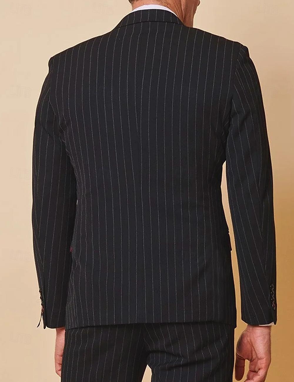 Herren Hochzeitsanzüge Schwarz Dunkelblau Partyanzug Uni-Farben Maßgeschneiderte Passform 3-teilig Einreiher Zwei-Knöpfe 2025 - $135.99 –P3
