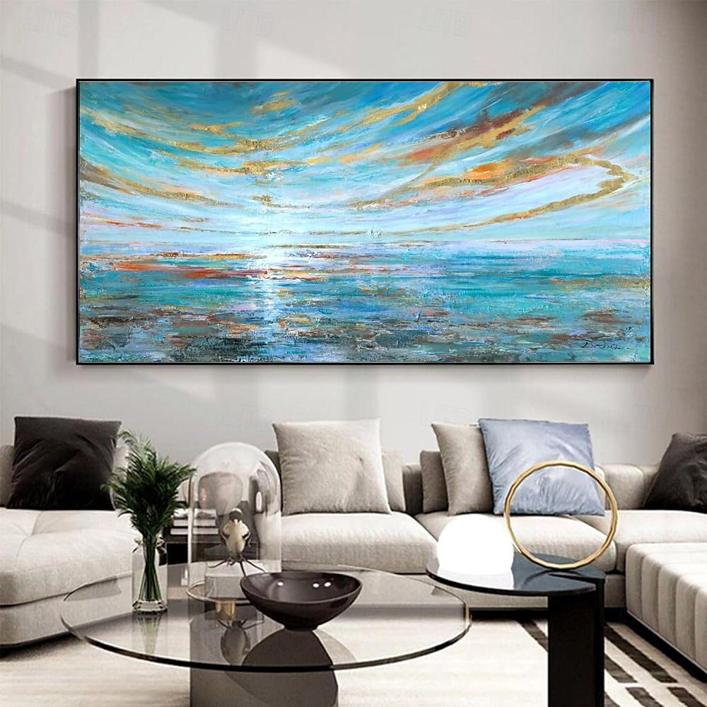 dipinto a olio fatto a mano su tela decorazione della parete di arte struttura moderna tramonto spiaggia paesaggio astratto per soggiorno decorazioni per la casa arrotolato senza cornice pittura non del 2026 a $80.99 –P3