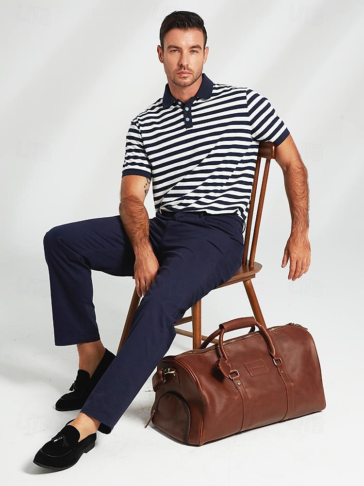 Men's Versatile Leather Weekender Bag with Integrated Shoe Compartment and Gadget Storage - Perfect for Travel and Daily Use 2025 - $64.99 –P1