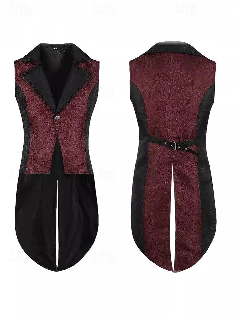 Retro Vintage Medieval Renaissance Vest Tailcoat Ren Faire Prince Knight Ritter Nobleman Jacquard Men's Steampunk Halloween Carnival Masquerade Party / Evening Adults Vest 2025 - $41.99 –P1