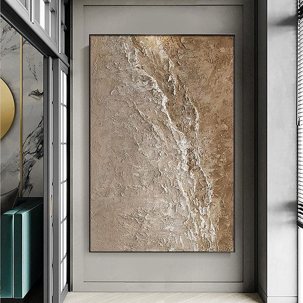 oljemålning wabi sabi målning handmålad stor beige konst brun 3d minimalistisk målning på duk brun 3d textur väggkonst neutral beige båge gipsmålning 2025 - $61.99 –P4