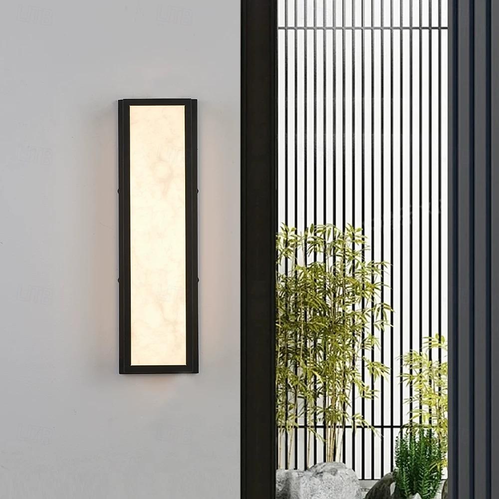 Aplique de pared exterior LED blanco cálido 42/63 cm 20 W IP65 apliques modernos iluminación de pared lámpara de patio luces rectangulares negras lámpara de pared de mármol para patio, porche, garaje 2026 - $366.53 –P3