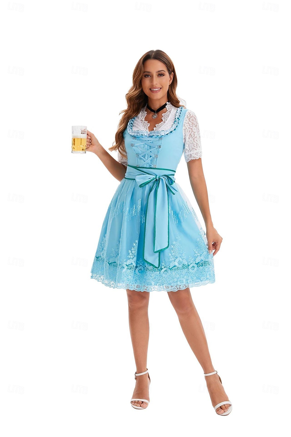 Plesová maškaráda Oktoberfest Šaty Cosplay kostým Trachtenkleader Služka Šaty němčina Mnichov Louky Dámské předvečer Všech svatých Šaty Tradiční Styl Tkanina Tričko Šaty Zástěra 2025 - $55.99 –P13