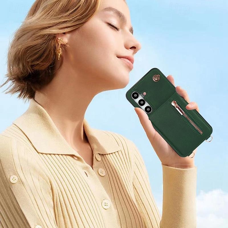 Phone Case For Samsung Galaxy S24 S23 S22 S21 S20 Ultra Plus FE S25 Ultra Back Cover Wallet Case Zipper with Lanyard Kickstand Retro TPU PU Leather 2025 - $23.99 –P12