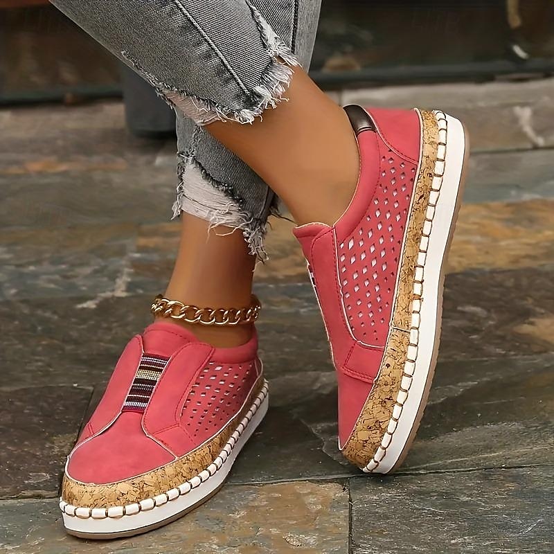 scarpe casual slip-on bianche da donna – sneakers traspiranti in similpelle con finiture in sughero e fascia elastica per camminare, viaggiare e indossare ogni giorno del 2025 a $26.99 –P11