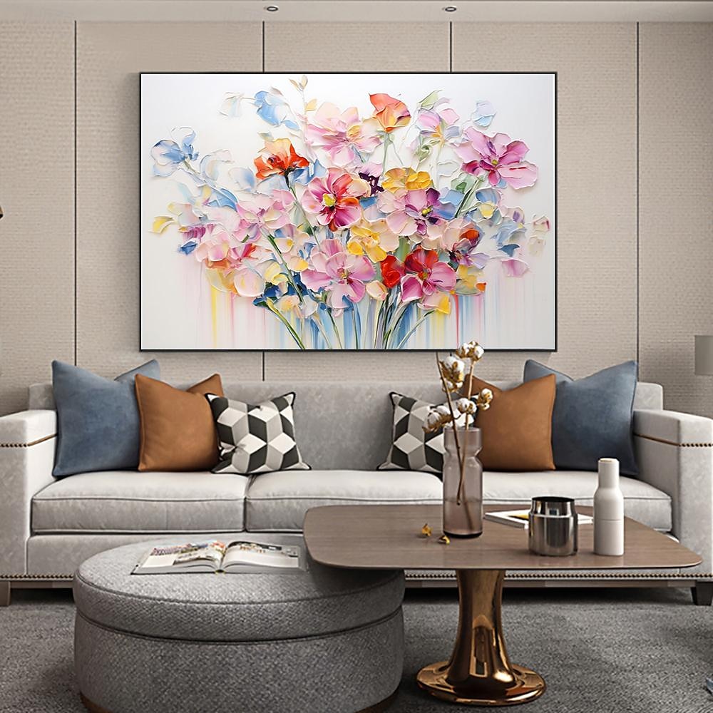 käsintehty öljymaalaus kankaalle seinätaidekoriste modernit abstraktit kukat olohuoneeseen kodin sisustukseen rullattu kehyksetön venyttämätön maalaus 2026 - $67.99 –P1