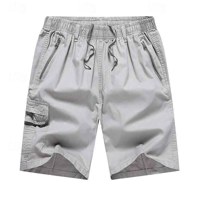 Men's Cargo Shorts Shorts Hiking Shorts Elastic Waist Multi Pocket Plain Wearable Short Outdoor Daily Camping & Hiking Fashion Classic Black Army Green 2025 - $17.99 –P6