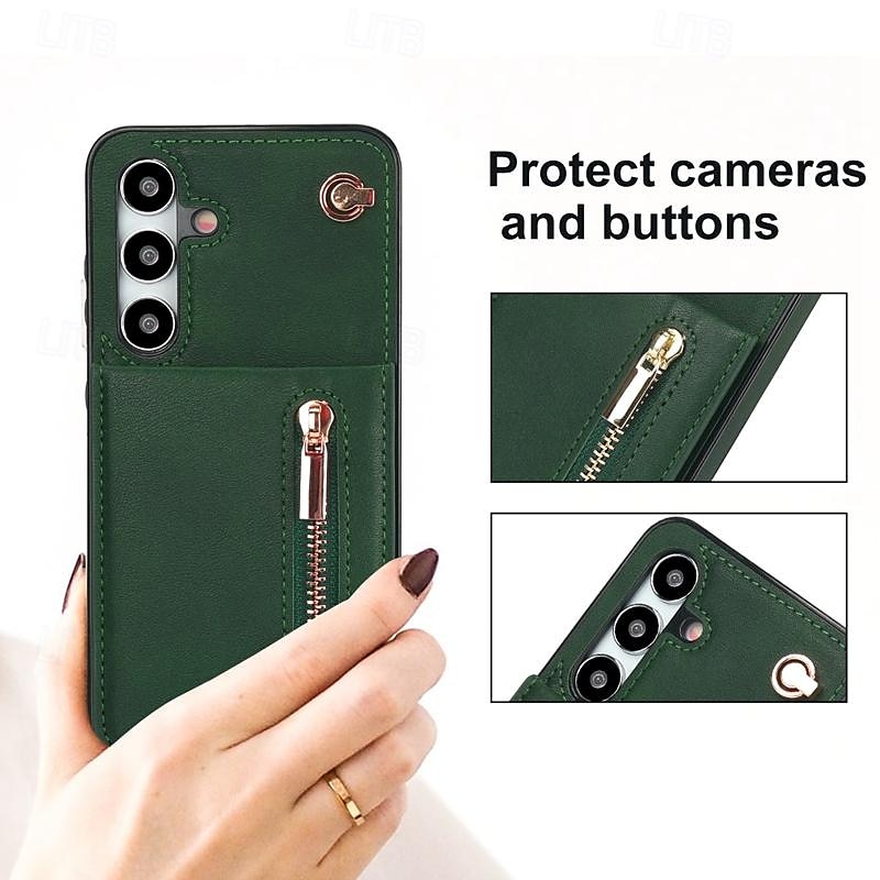 Phone Case For Samsung Galaxy S24 S23 S22 S21 S20 Ultra Plus FE S25 Ultra Back Cover Wallet Case Zipper with Lanyard Kickstand Retro TPU PU Leather 2025 - $23.99 –P10