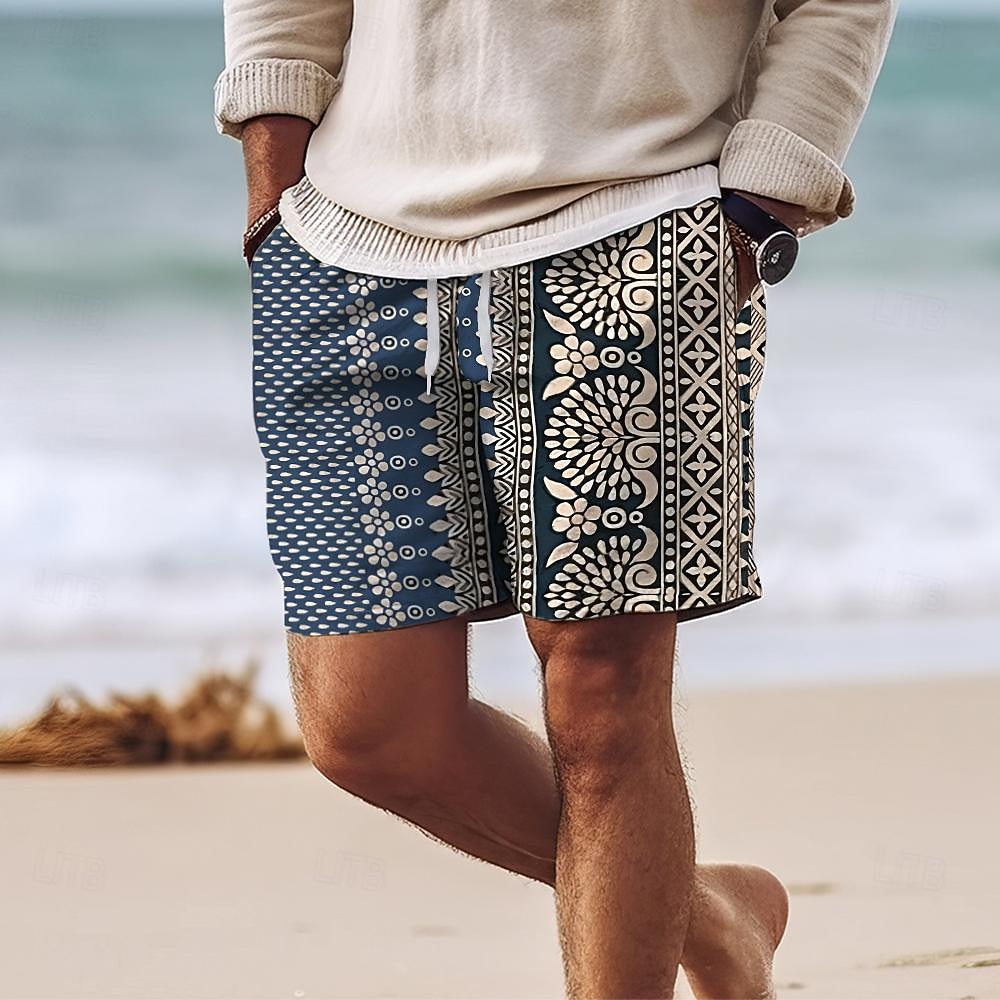 Per uomo Motivo Geometrico Fiore / Floreale Pantaloncini da mare Pantaloncini da Surf Costume nuoto a pantaloncino Misura del girovita medio Vintage Hawaiano Stile Etnico Ferie Spiaggia Coulisse con del 2025 a $17.99 –P1