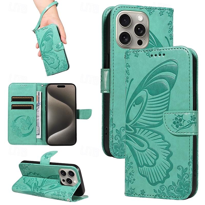 telefone Capinha Para iPhone 16 iPhone 15 Pro Max Plus iPhone 14 13 12 11 Pro Max Plus Mini SE Capa traseira Com Suporte Magnética com pulseira Borboleta Retro TPU Couro PU de 2025 por $15.99 –P1