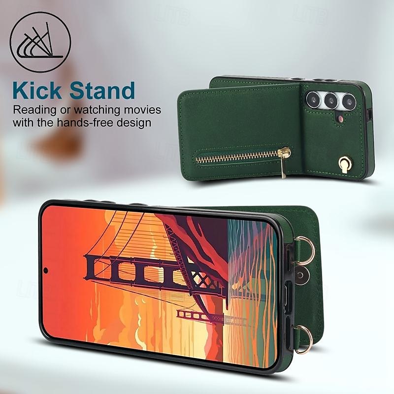 Phone Case For Samsung Galaxy S24 S23 S22 S21 S20 Ultra Plus FE S25 Ultra Back Cover Wallet Case Zipper with Lanyard Kickstand Retro TPU PU Leather 2025 - $23.99 –P3