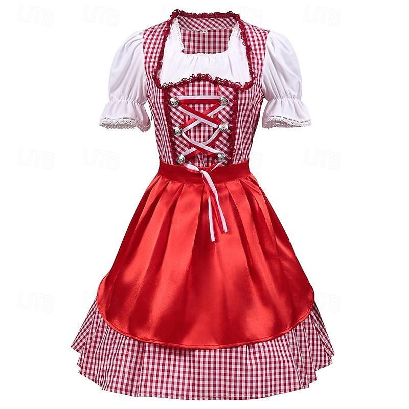 Oktoberfest Šaty Dámské šaty Trachtenkleader Oktoberfest / pivo Bavorský Tradiční kostýmní šaty Louky Dámské Tradiční Styl Tkanina Halenka Šaty Zástěra 2025 - $49.99 –P1
