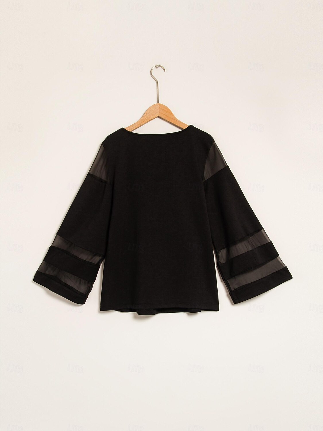 Dam Vardaglig stil Chiffong Huvudstad Enfärgad / vanlig färg Dagliga kläder Datum Utekväll Illusion ärm Svart Vit Marinblå Crewneck Ren färg Ledig Långärmad Elegant Ledigt vardag Rund hals Vår 2025 - $114.99 –P2