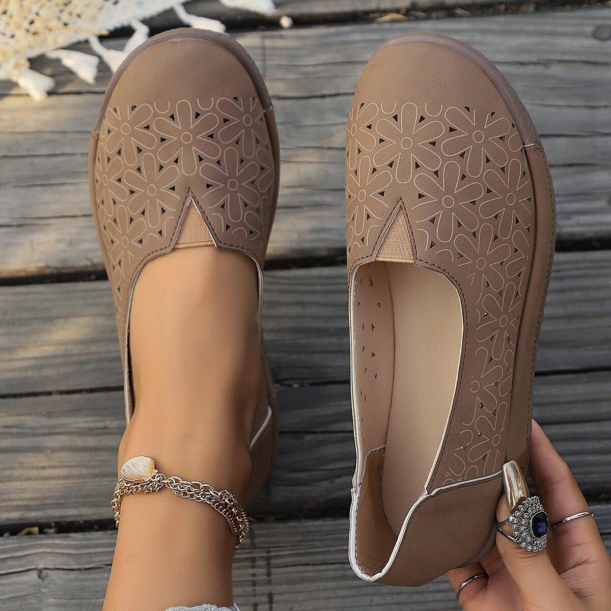 damskie płaskie mokasyny wygodne buty codzienne jesienne płaskie obcasy okrągłe noski swobodna sztuczna skóra czarny niebieski brązowy 2025 - $29.99 –P10