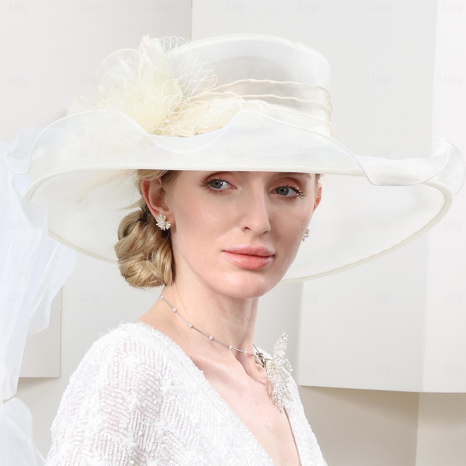 hattar organza hink hatt solhatt bröllop tefest elegant bröllop med spets sida huvudbonader huvudbonader 2026 - $51.99 –P6