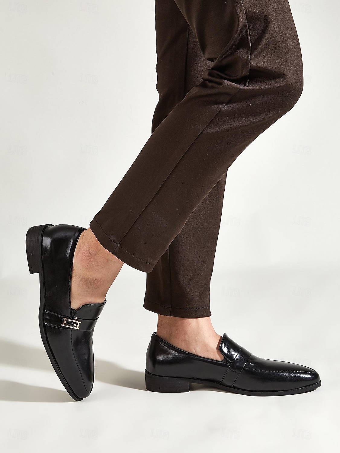 ανδρικά μαύρα loafers από ψεύτικο δέρμα – slip-on dress παπούτσια με μεταλλική προφορά για επαγγελματικούς, γραφείο και επίσημες περιστάσεις 2025 - $59.99 –P7