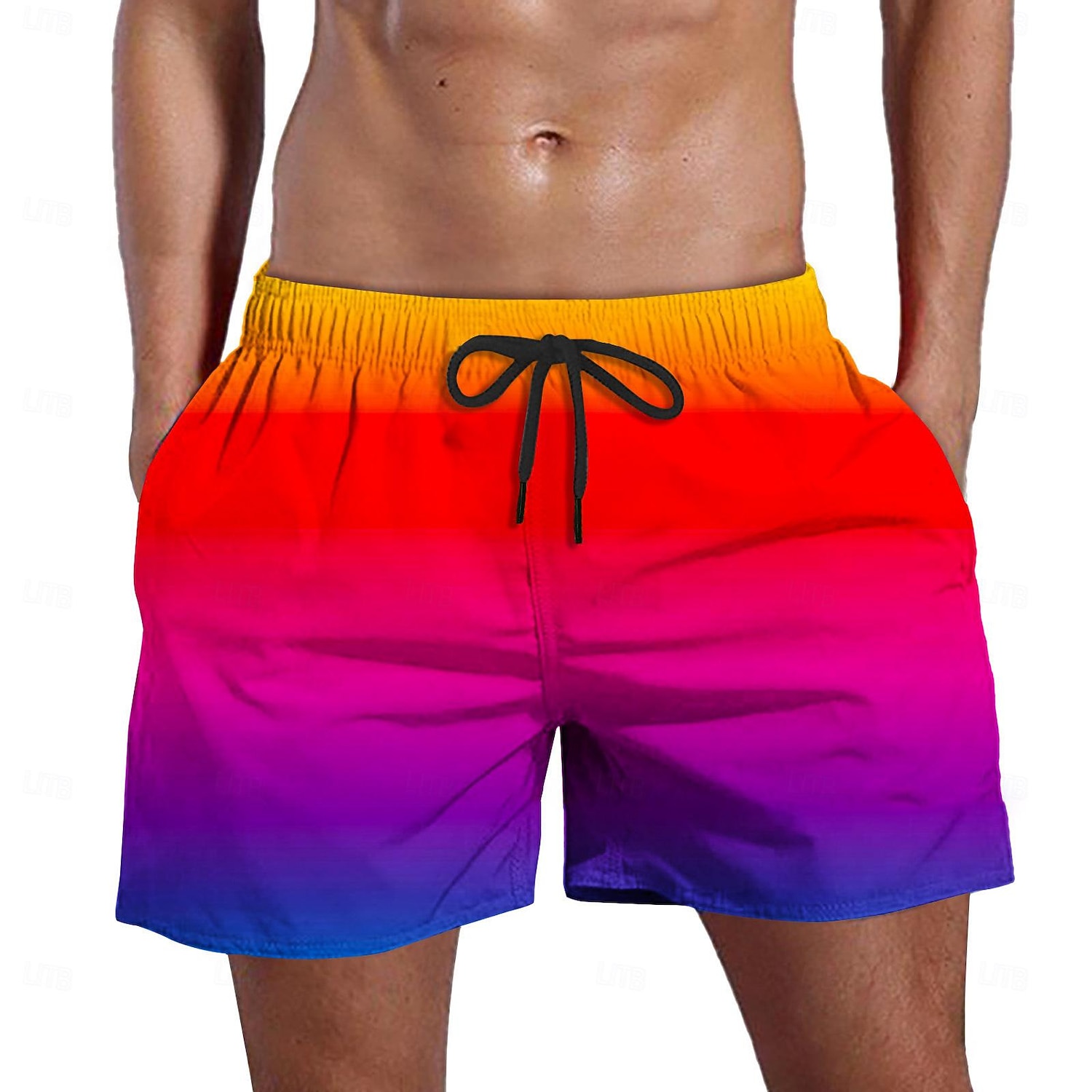 Men's Swim Trunks Swim Shorts Board Shorts Drawstring Pocket Elastic Waist Color Block Gradient Comfort Quick Dry Short Beach Holiday Weekend Fashion Casual Yellow Micro-elastic 2026 - $13.49 –P9