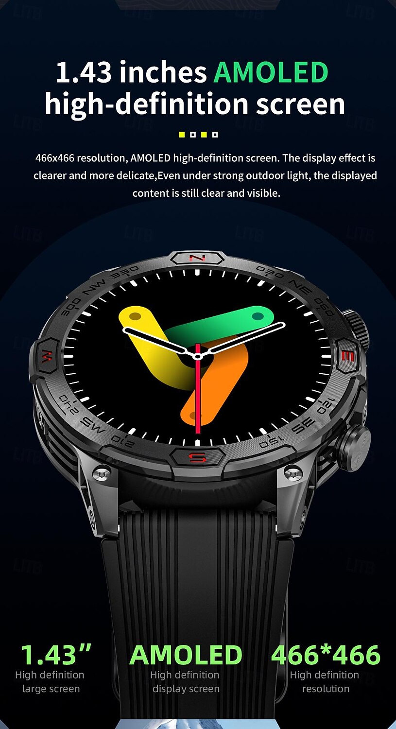LOKMAT ZEUS 7 PRO Smart Watch 1.43 inch Smartwatch Fitness Running Watch Bluetooth Pedometer Call Reminder Activity Tracker Compatible with Android iOS Women Men Long Standby Hands-Free Calls 2025 - $57.99 –P2