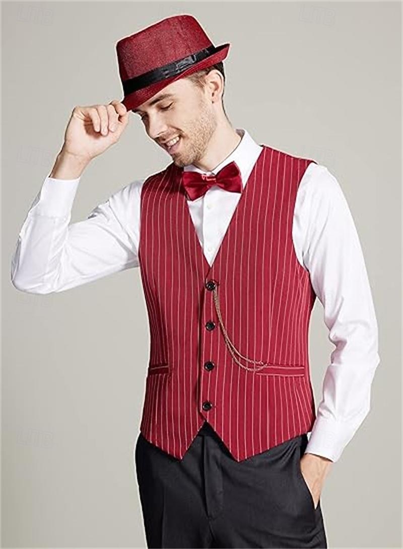 Retro Řvoucí 20s 20. léta 20. století Úbory Vesta Sada příslušenství Gentleman Gangster Maškarní kostým Pánské předvečer Všech svatých Karneval Nový rok Karneval Večírek Plesová maškaráda Dospělé 2025 - $41.99 –P9