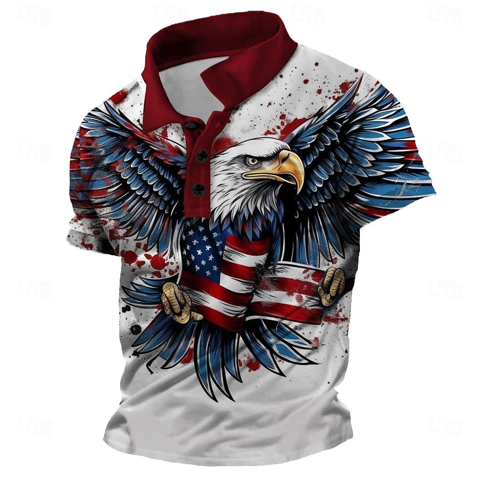 4. Juli 2026 250. Herren Amerikanische Flagge Veteranen Poloshirts Golfshirt Kurzarm Polo-Shirts Hemden mit Kragen Streetwear Urlaubskleidung Party-Outfits 3D-Druck Knöpfe Frühling & Sommer Blau Weiß 2026 - $23.99 –P3